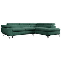 ECKSOFA PEDRO L Grün Struktur - Rechts Seite - Schwarz/Grün, Textil/Metall (273/208cm) - MKS