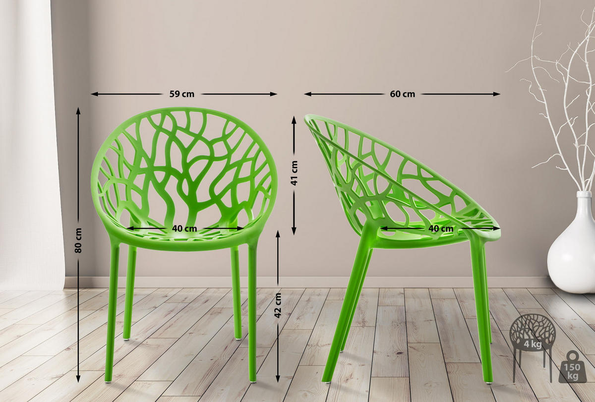 GARTENSTUHL Kunststoff grün - Grün, Kunststoff (59/80/60cm) - CLP