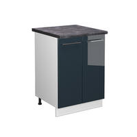 KÜCHENUNTERSCHRANK Fame-Line Dunkelblau Hochglanz 60 cm, AP Anthrazit - Weiß/Dunkelblau, Holzwerkstoff (60/82/60cm) - Vicco