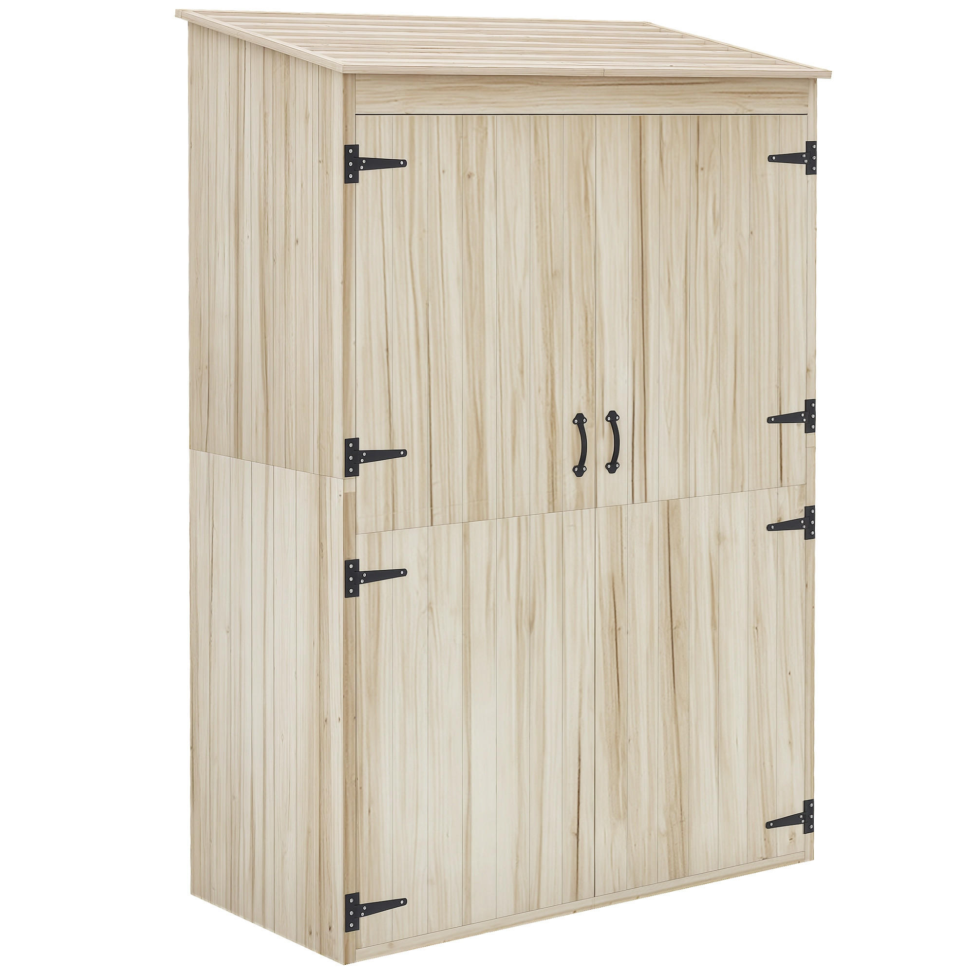 GERÄTESCHUPPEN DE-17586 2 Türen mit Schrägdach Naturholz - Naturfarben, Holz (120/183/57cm) - ComfortXL