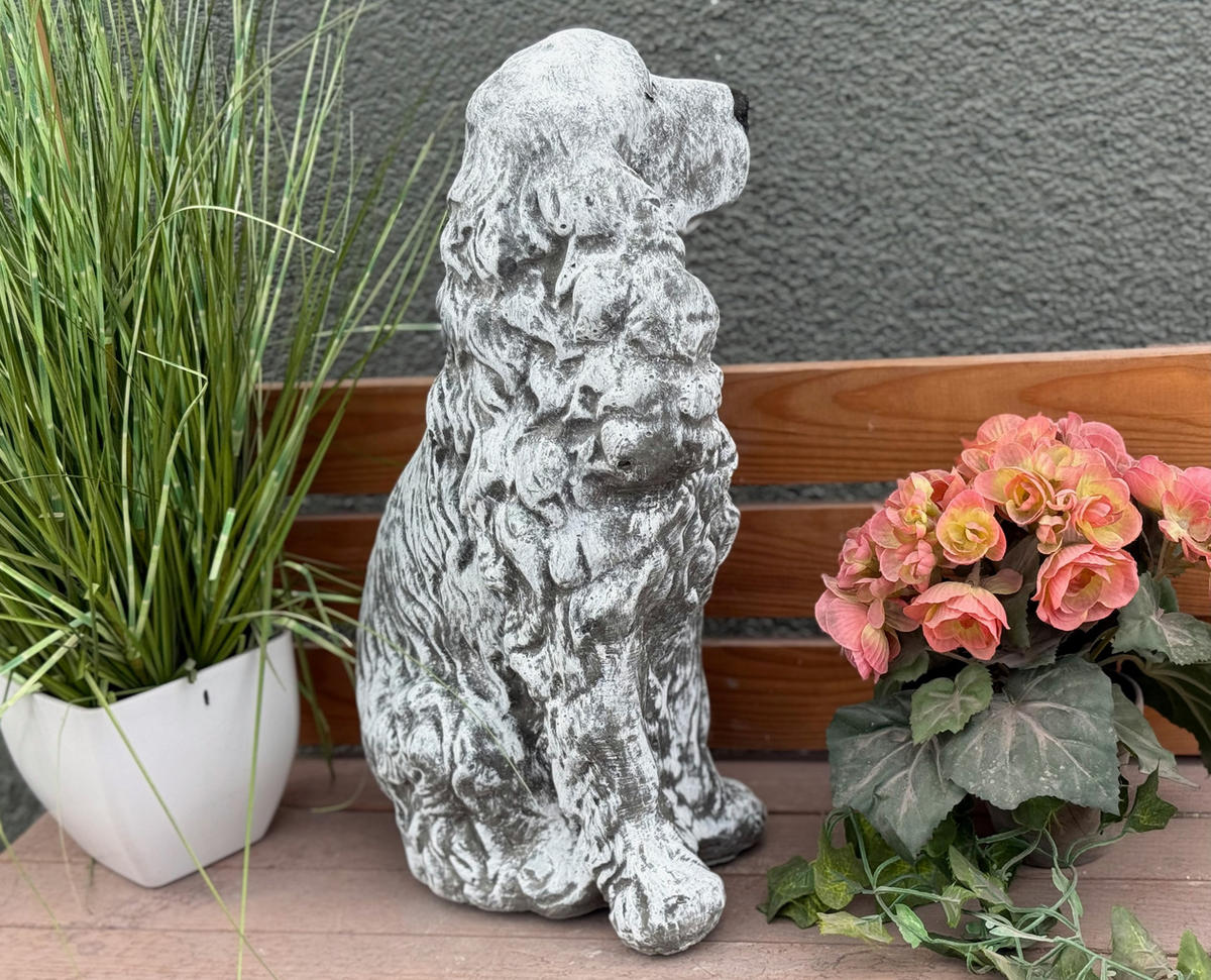 STEINFIGUR Cocker Spaniel XL CockerSpaniel, frostfest - Grau, Stein (25/43/16cm) - stoneandstyle