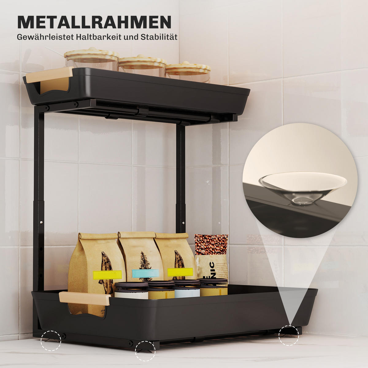 KÜCHENREGAL Metall Kunststoff Schwarz - Schwarz, Metall (30/42/40cm) - HOMCOM