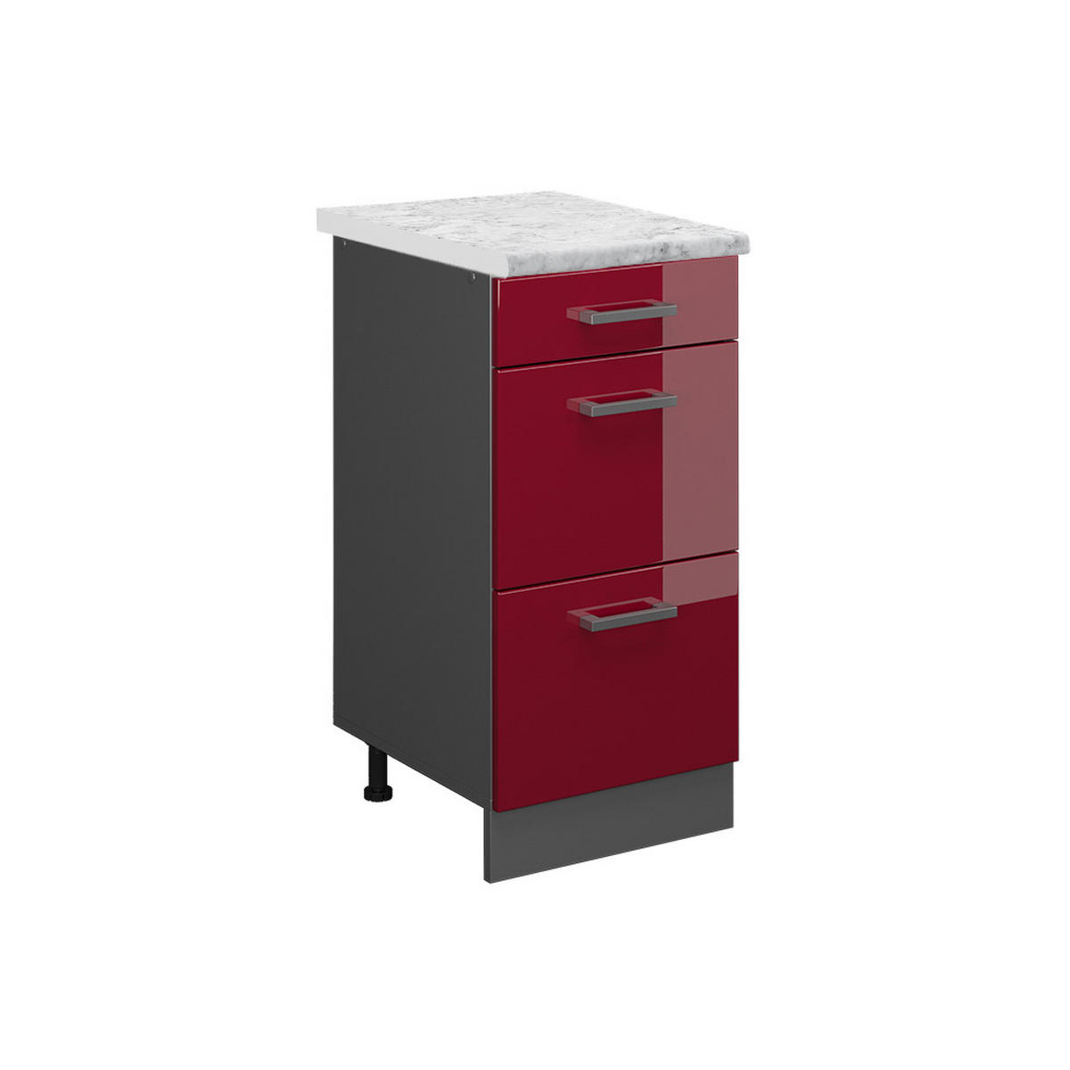KÜCHENUNTERSCHRANK R-Line Rot Hochglanz 40 cm AP Marmor - Bordeaux/Anthrazit, Holzwerkstoff (40/81.6/60cm) - Vicco