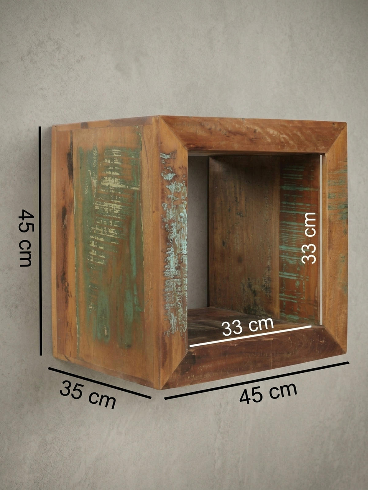 BEISTELLTISCH – Quadratisch Mango Massivholz 45x45x35 cm Shabby Chic - Braun, Holz (35/45/45cm) - KADIMA DESIGN