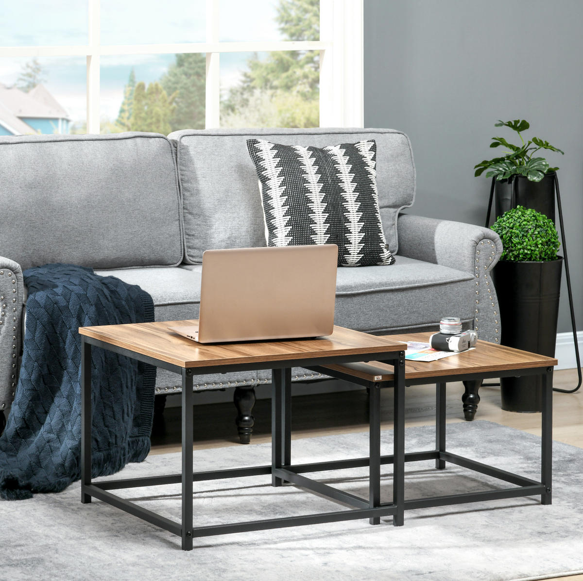 COUCHTISCH aus Spanplatte 60x60x45/54x54x38 cm in Naturholz im 2er-Set - Naturfarben, Holzwerkstoff (60/60/45cm) - Modfu