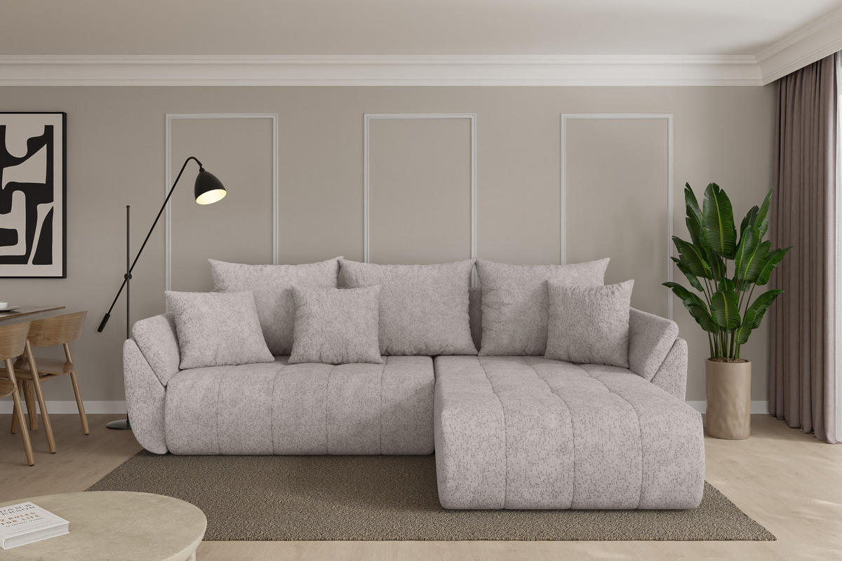 ROHOVÁ SEDAČKA s funkcí spaní, otoman vpravo TOKO-L 277x194x86 světle šedá velur - černá/světle šedá, kompozitní dřevo/textil (277/194cm) - ALTDECOR