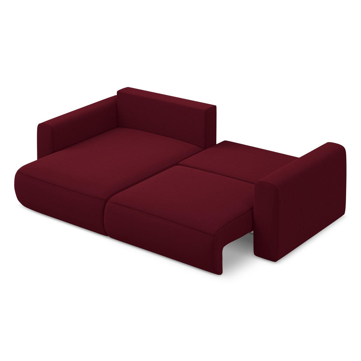 ECKSOFA mit Schlaffunktion Samt Stoff Rot - Bordeaux/Rot, Kunststoff/Textil (149/240cm) - LaMiaSofa