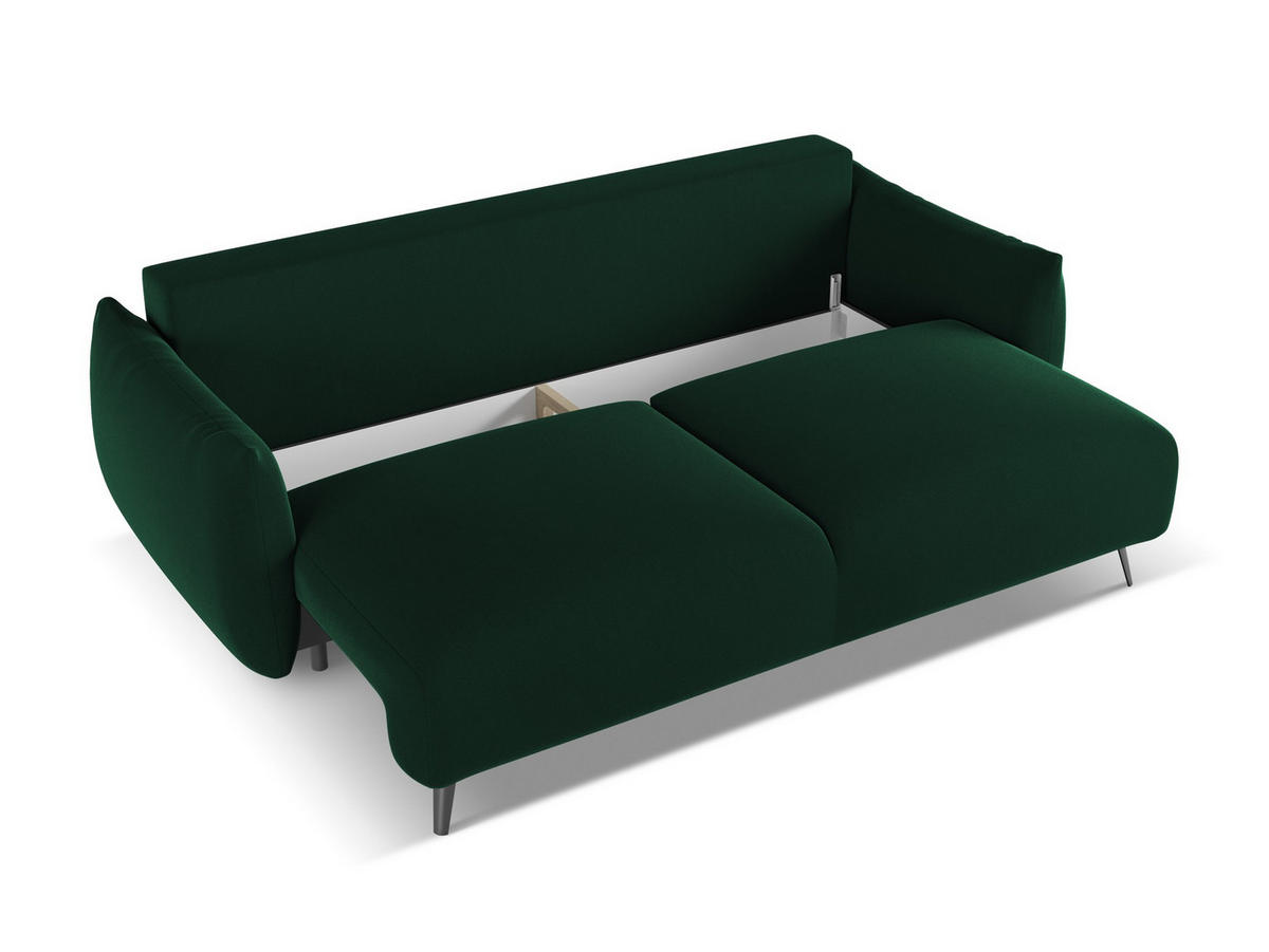 4-SITZER-SOFA Samt Stoff Grün - Dunkelgrün/Schwarz, Kunststoff/Textil (232/81/98cm) - Makamii