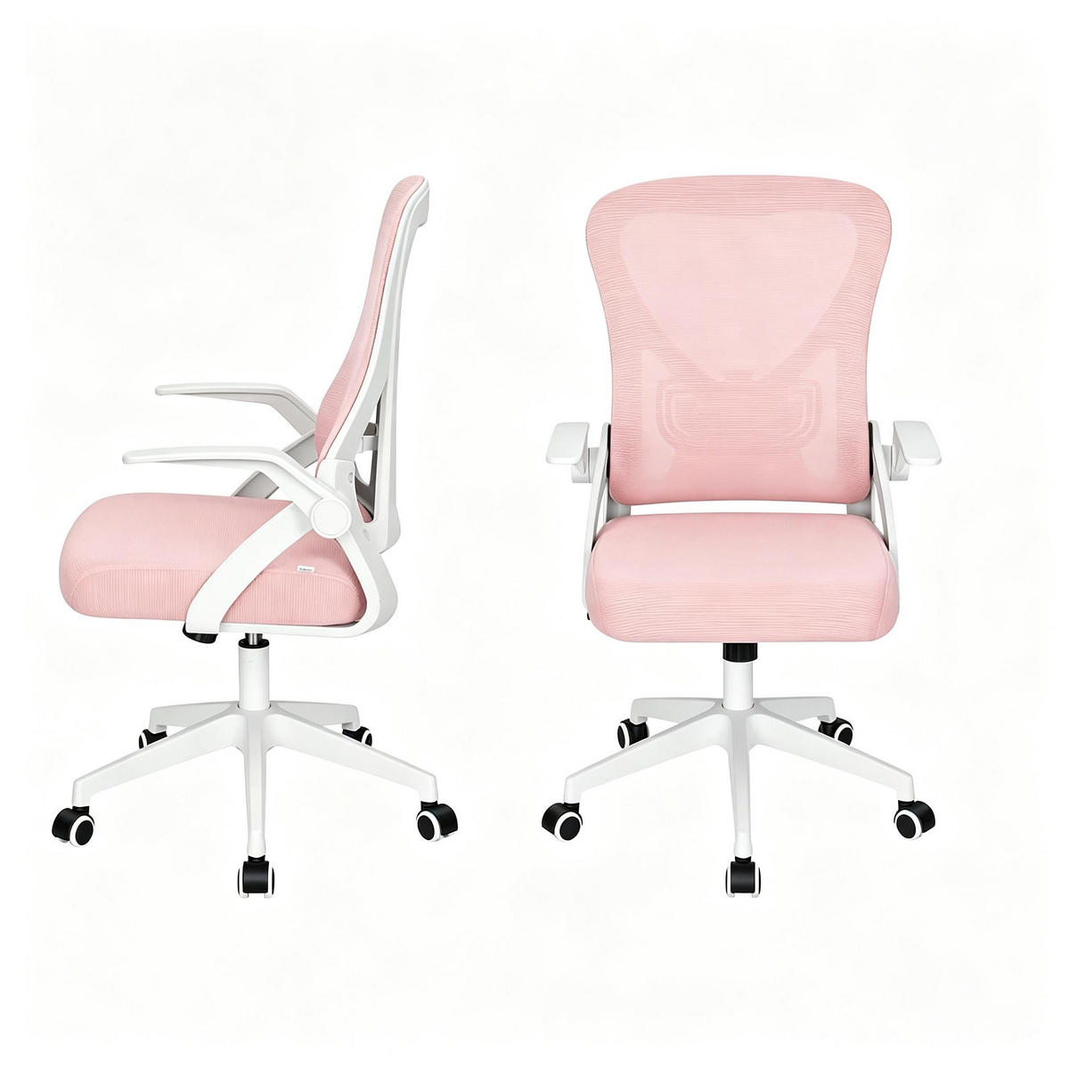 DREHSTUHL höhenverstellbar mit Armlehnen - Rosa, Leder (47/112/42cm) - Gisaae