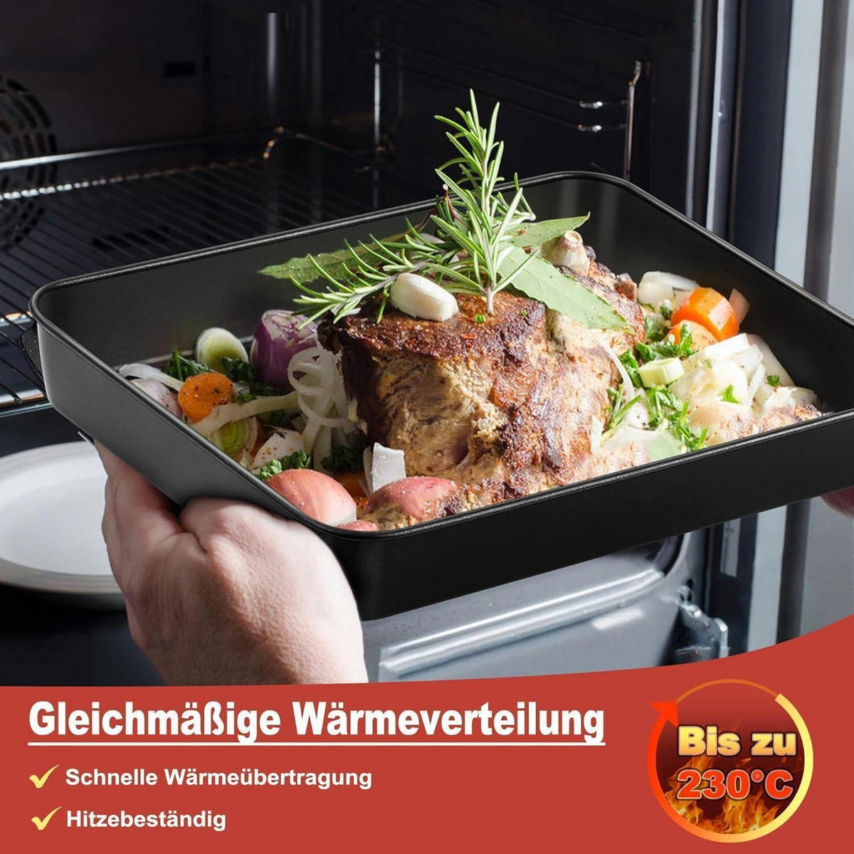 BACKBLECH 2er Set 31,6 x 24,6 x 5 cm Antihaft Edelstahl - Schwarz, Metall (31.6/5/5cm)