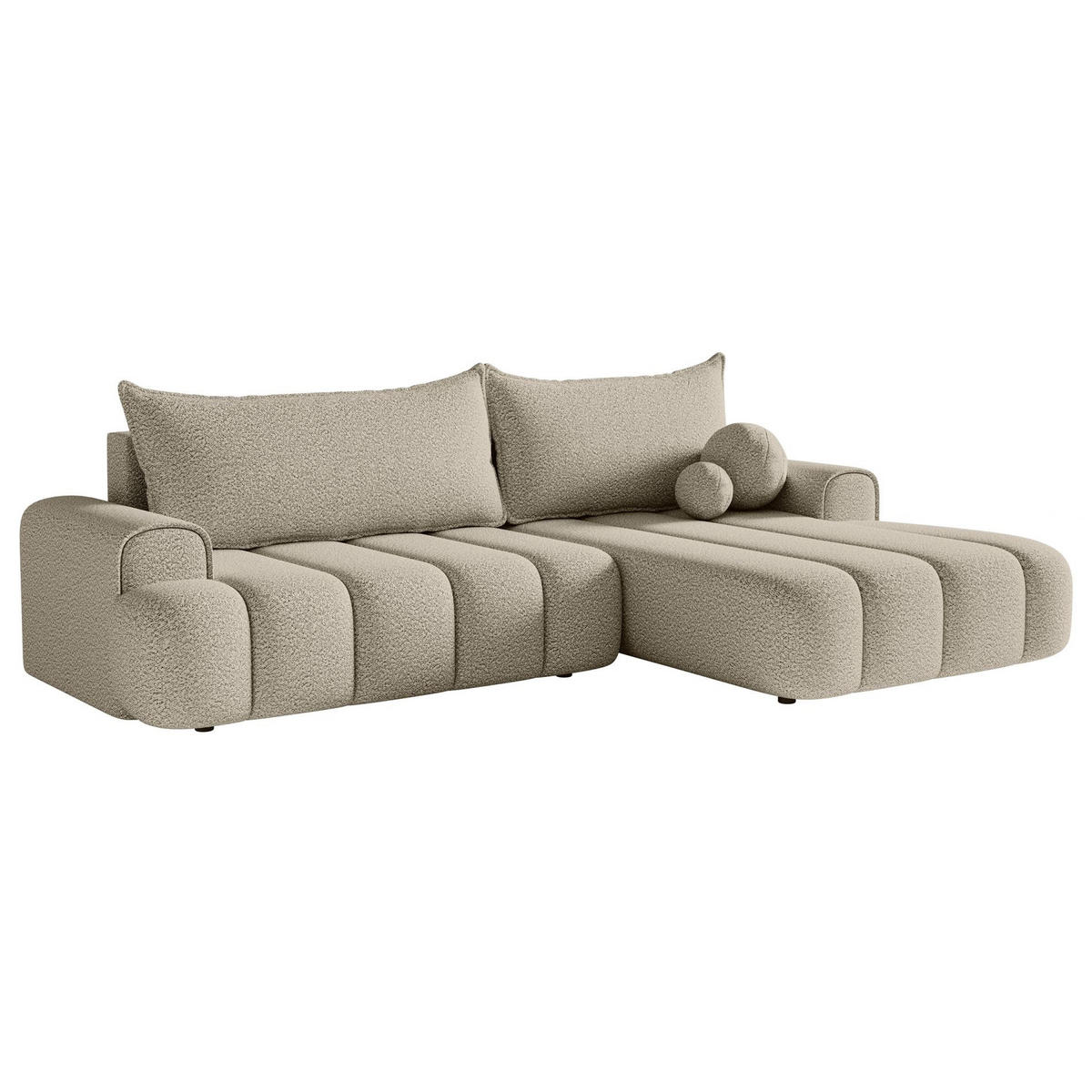 ECKSOFA Dandelino Hellbeige mit Bouclé-Bezug, rechts - Ecru/Schwarz, Kunststoff/Textil (275/168cm) - Selsey