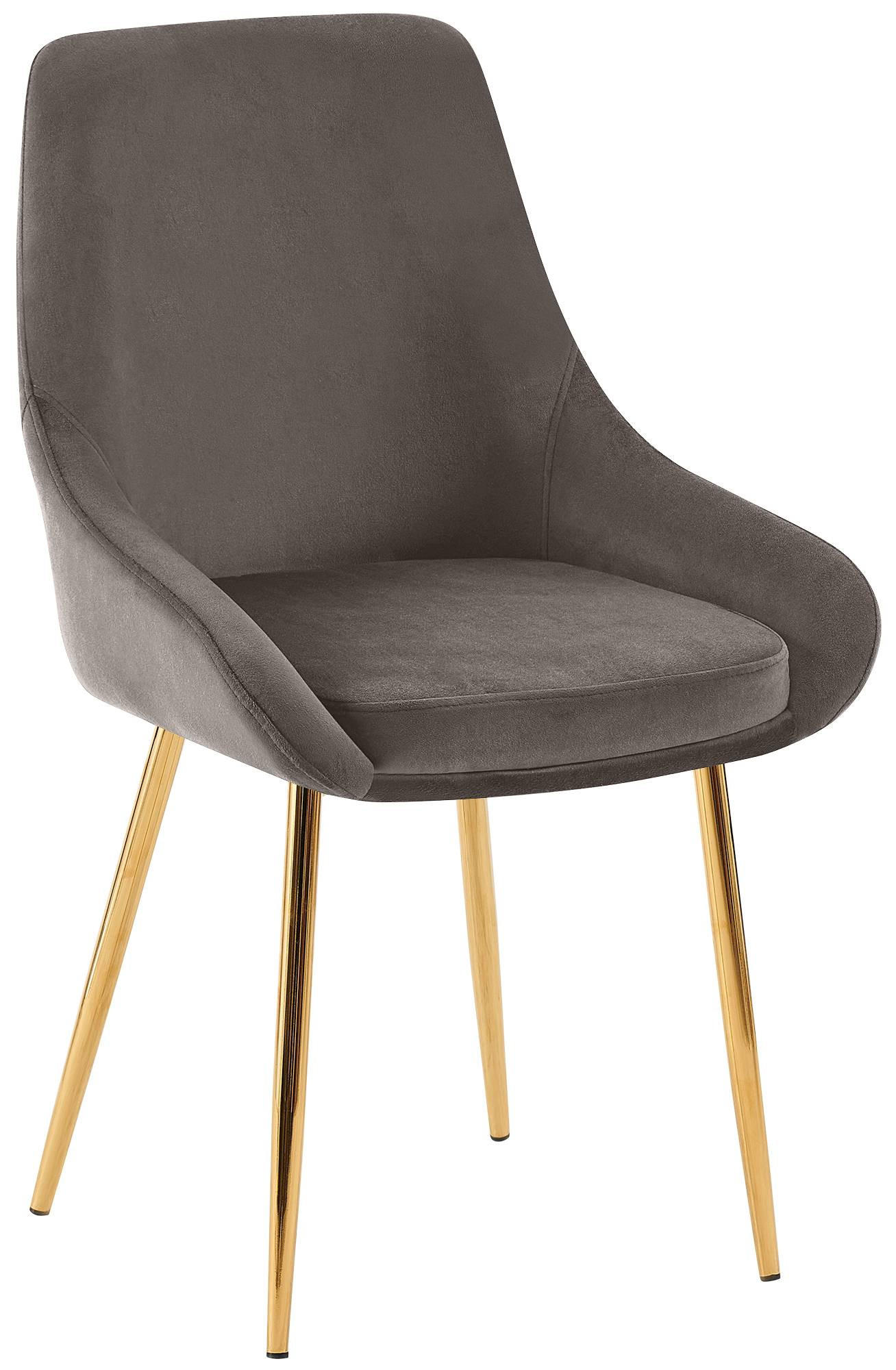 STUHL Samt Anthrazit - Anthrazit/Goldfarben, Textil (50/86/53cm) - CLP