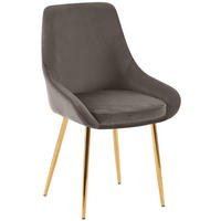 STUHL Samt Anthrazit - Anthrazit/Goldfarben, Textil (50/86/53cm) - CLP