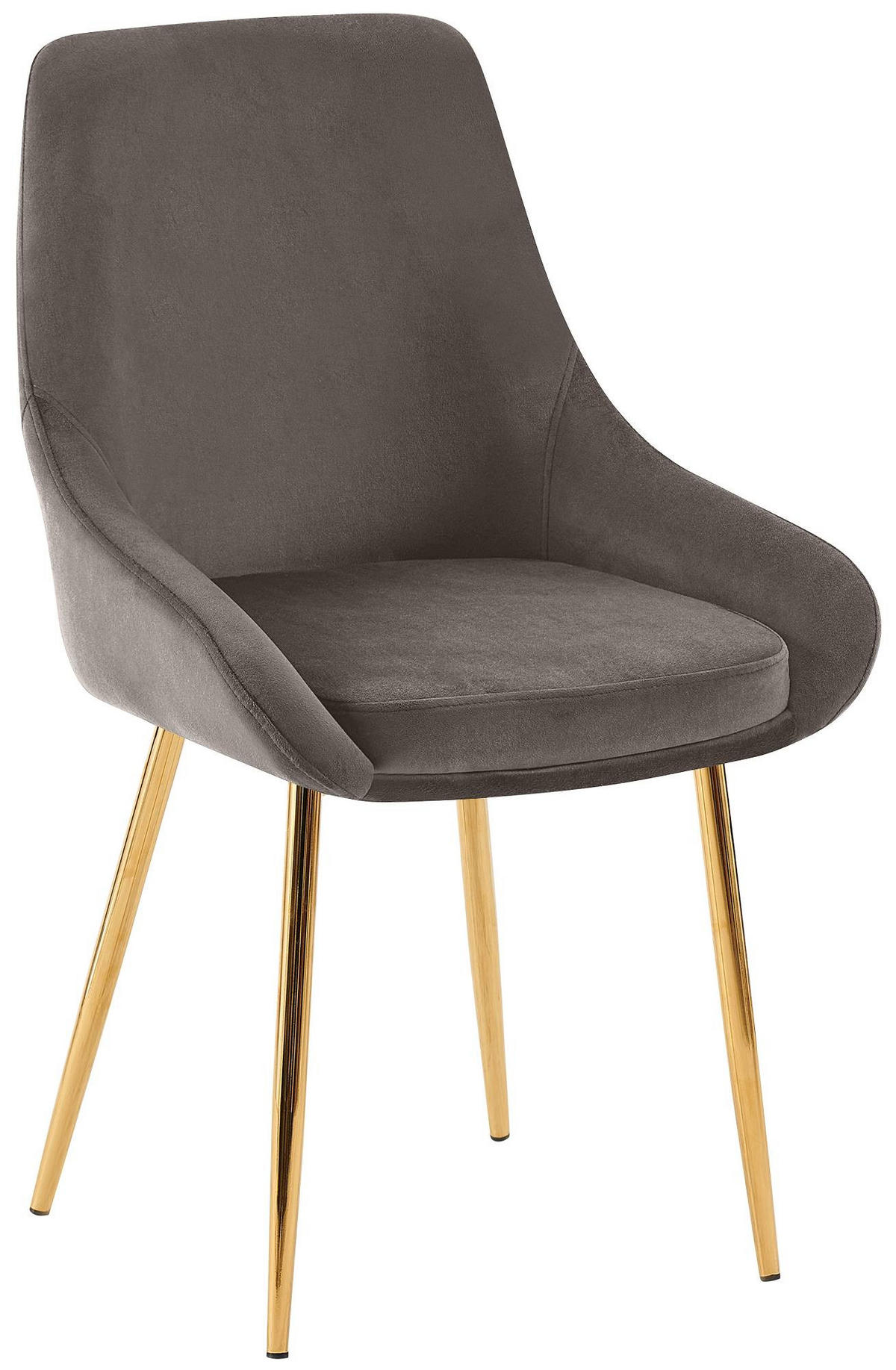 STUHL Samt Anthrazit - Anthrazit/Goldfarben, Textil (50/86/53cm) - CLP