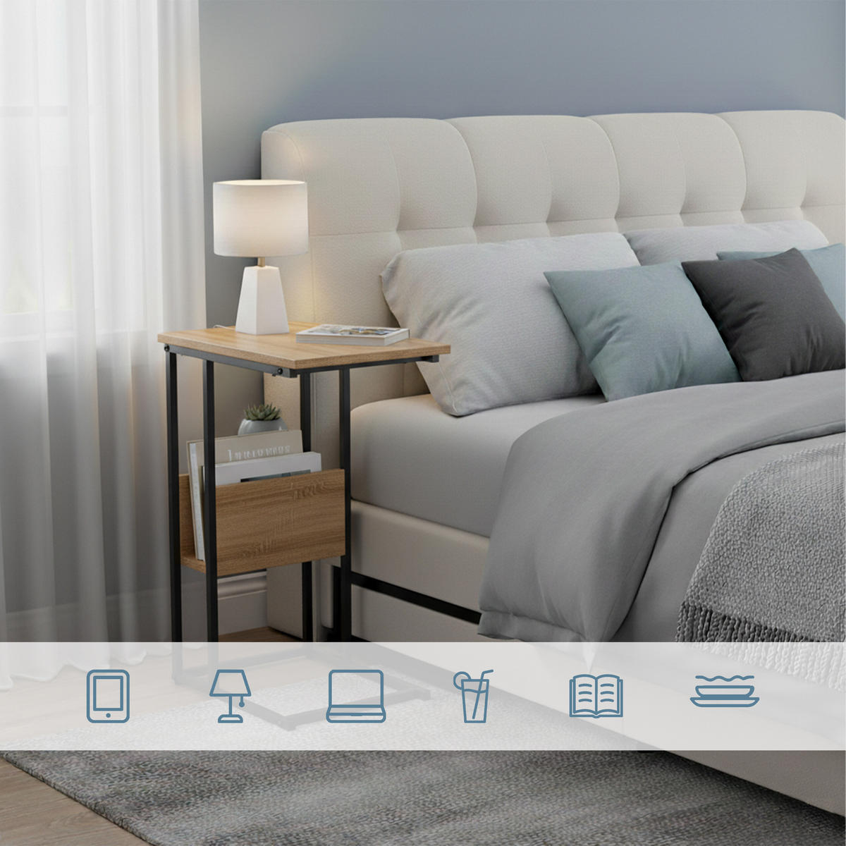 BEISTELLTISCH - Multicolor, Holzwerkstoff/Metall (36/55/60cm) - Relaxdays