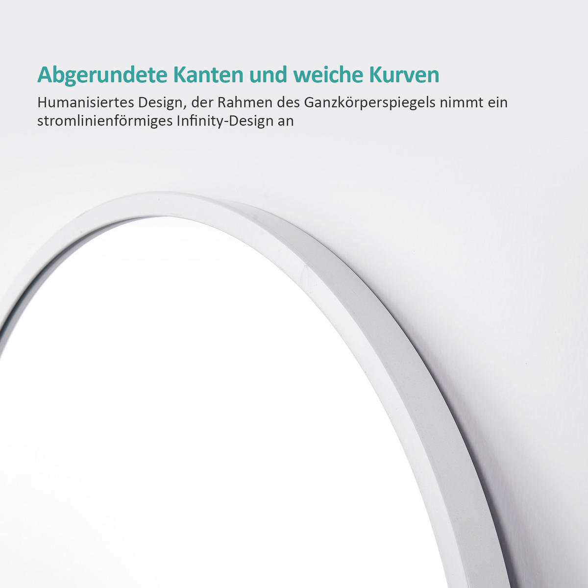 STANDSPIEGEL mit Rahmen Gehärteter Silberspiegel Weiß 160/60 cm - Weiß, Glas/Metall (60/160/160cm) - EMKE