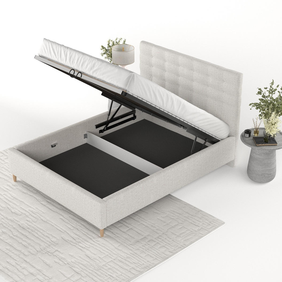 POLSTERBETT Soma 180/200 cm Hellbeige im Riva Stoff - Beige/Naturfarben, Holz/Holzwerkstoff (180/200cm) - AltaBeds