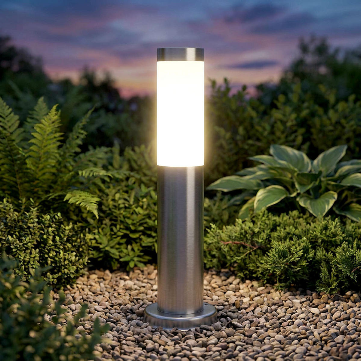 LED SOCKELLEUCHTE Edelstahl Silber - Silberfarben, Metall (12.5/12.5/45cm) - ETT