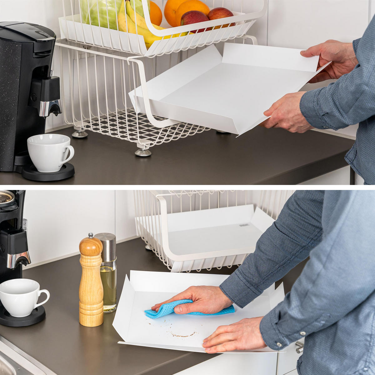 AUFBEWAHRUNGSKÖRBE, weiß, Metall, Kunststoff - Weiß, Metall (42/43.5/36cm) - bremermann