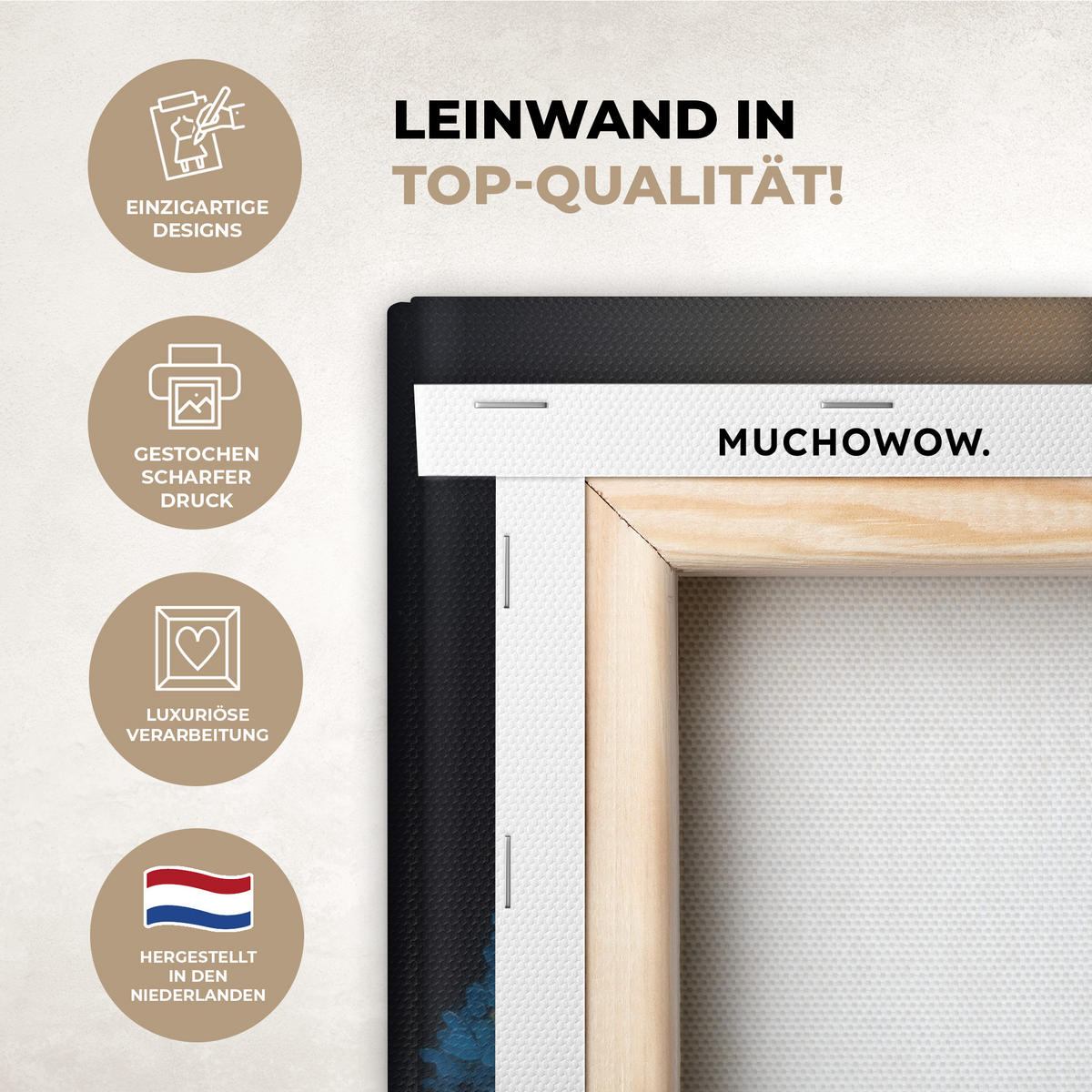 LEINWANDBILD Baum - Blau - Blätter - Pinselstriche Room Decor 30x40 cm - Blau, Textil (30/40cm) - MuchoWow