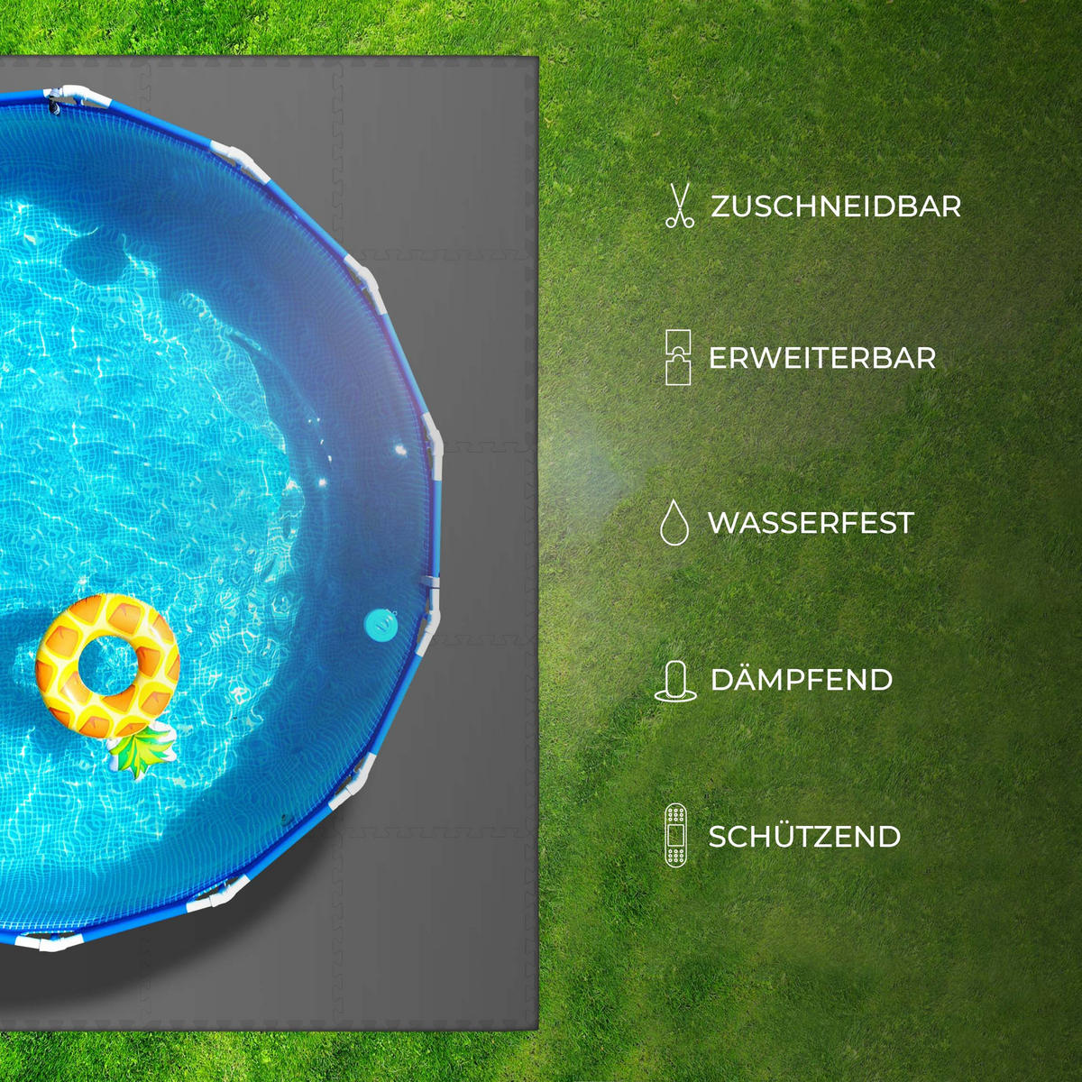 BODENSCHUTZMATTE für Pool Anthrazit 52x52cm (16 Stück - 4,32m²) Extradick - Anthrazit, Kunststoff (52/52cm) - Bestlivings