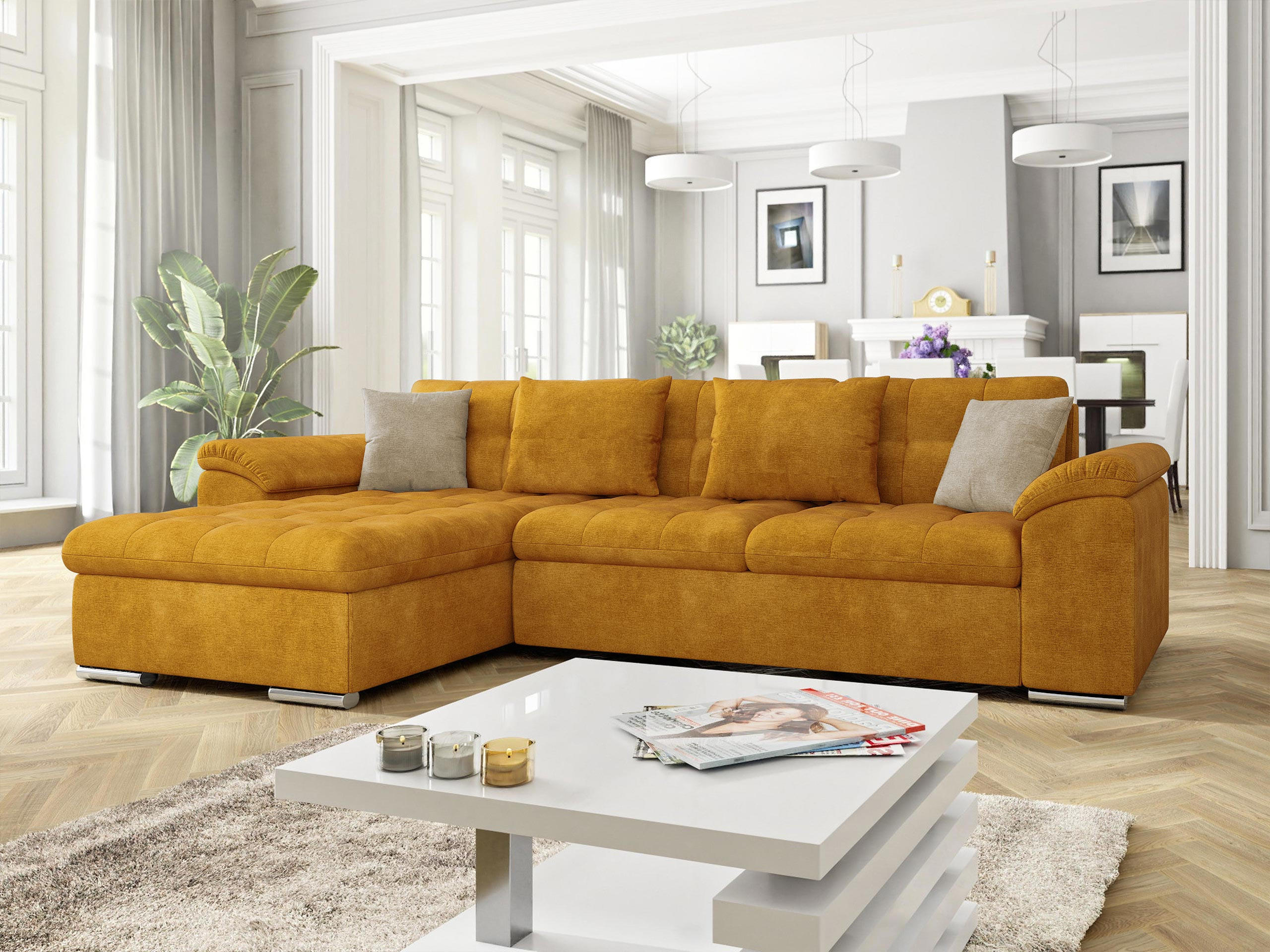 ECKSOFA Diana, Seite: Links - Gelb, Holz/Textil (280/160cm) - MIRJAN24