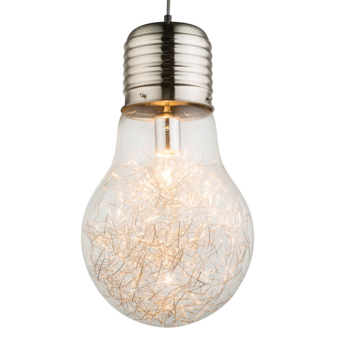 HÄNGELEUCHTE LEVIN Glas Silber - Silberfarben, Glas (27.5/27.5/135cm) - Globo Lighting