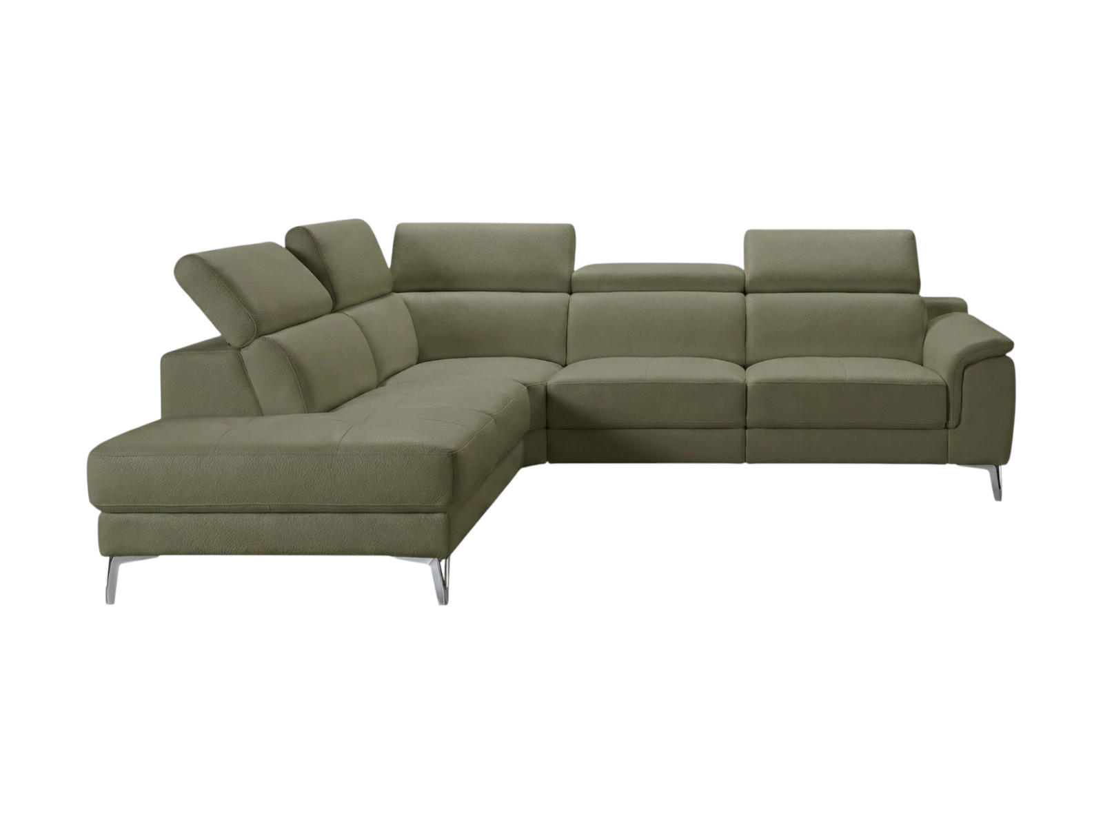 ECKSOFA Jardin Echtleder Olivgrün - Olivgrün, Leder/Metall (230/266cm)