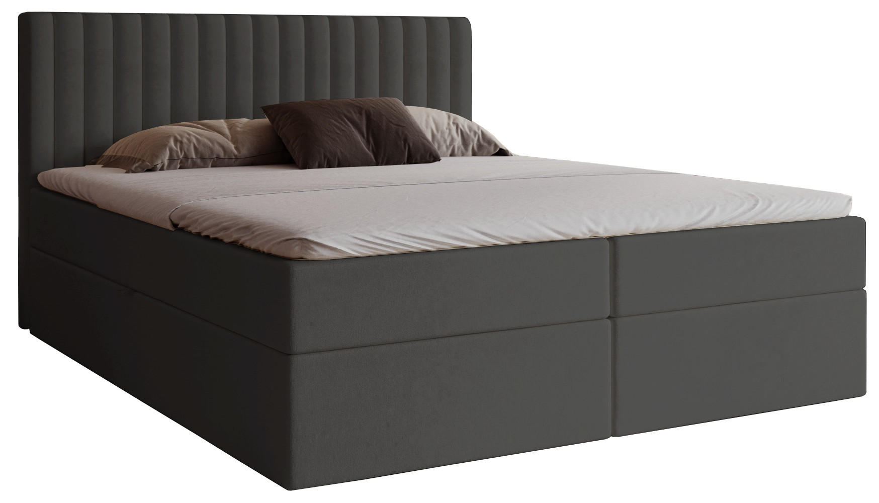 BOXSPRINGBETT 140x200 Daliro, Samt, Bettkasten, Matratze H3, Dunkelgrau - Dunkelgrau, Holz/Textil (140/200cm) - Emporius