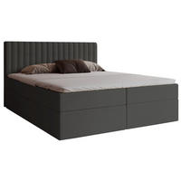 BOXSPRINGBETT 140x200 Daliro, Samt, Bettkasten, Matratze H3, Dunkelgrau - Dunkelgrau, Holz/Textil (140/200cm) - Emporius