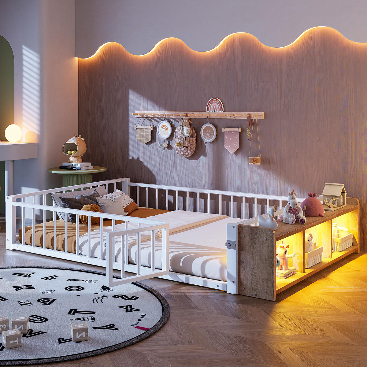 METALLBETT 140x200 cm LED weiß - Weiß, Holzwerkstoff (140/200cm) - LEBENLANG