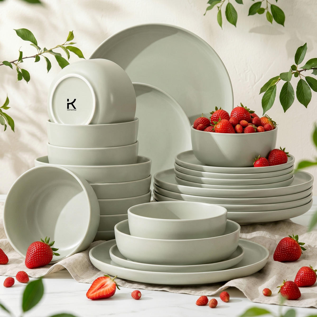 KOMBISERVICE VICTO 6 Personen 24-tlg - Hellgrün, Keramik (27/2/27cm) - KONSIMO®