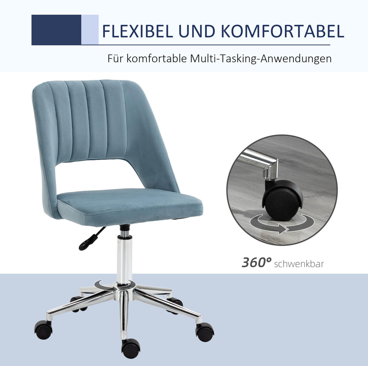 DREHSTUHL höhenverstellbar Polyester Blue - Blau, Kunststoff (60/91/49cm) - Meubliv