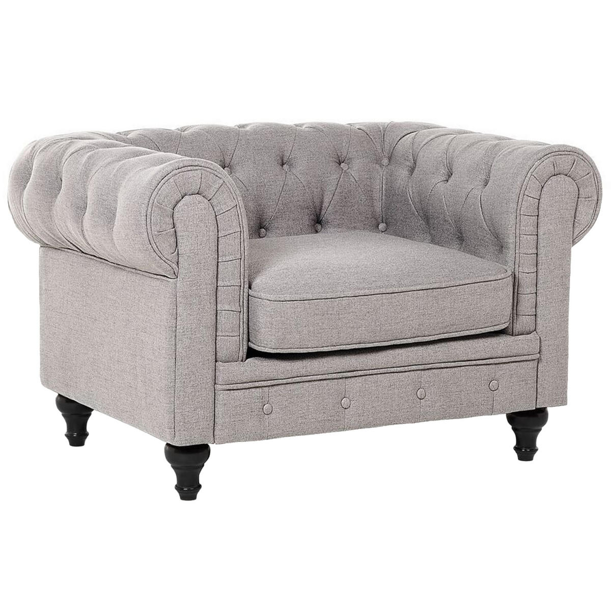 SOFA-SET 4-sitzer Polyester Hellgrau Chesterfield - Hellgrau, Textil (202/70/75cm) - Beliani