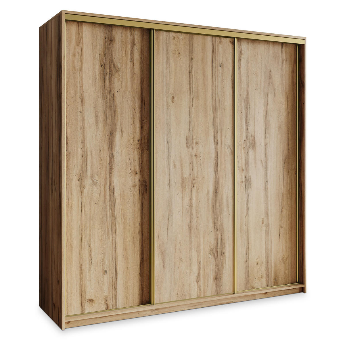 SCHWEBETÜRENSCHRANK NISSE 200/205/60 cm 3-türig Eiche Wotan - Eiche Wotan, Holzwerkstoff (200/205/60cm) - MASSENO