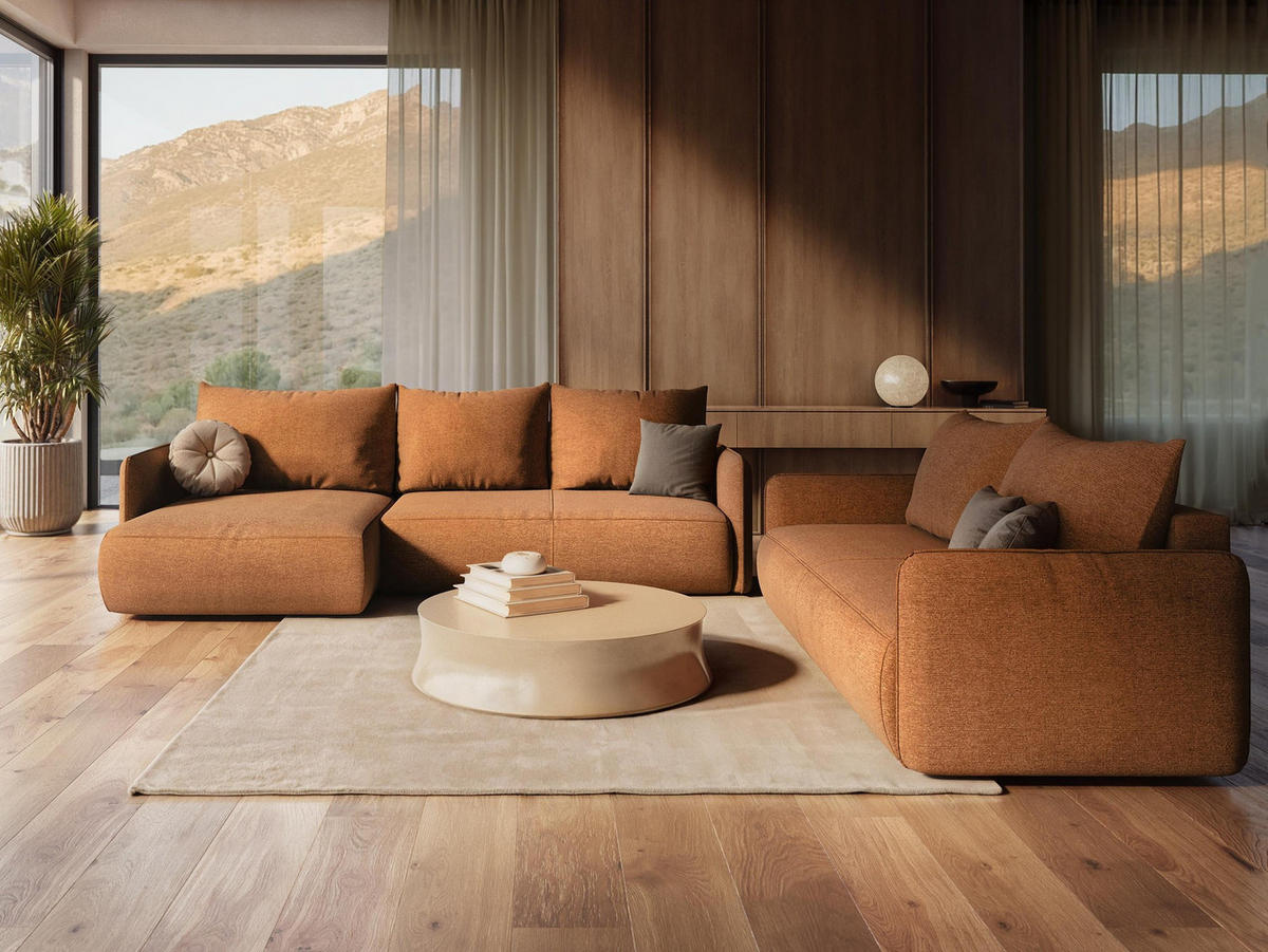 WOHNLANDSCHAFT Chenille Stoff Schwarz - Anthrazit/Schwarz, Kunststoff/Textil (290/86/148cm) - Makamii