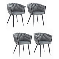 STUHL ARONA 4-er Set, Grau, Schwarze metallische Beine - Hellgrau, Textil/Metall (61/79/55cm) - Komodee