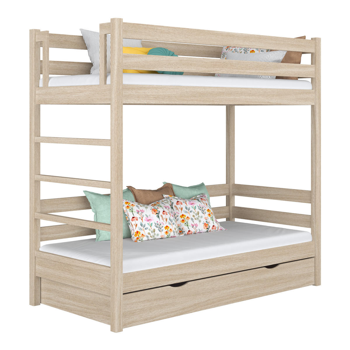 ETAGENBETT N03 mit Schublade Sonoma Eiche 80/180 - Sonoma Eiche, Naturmaterialien/Holz (80/180cm) - N-Wood