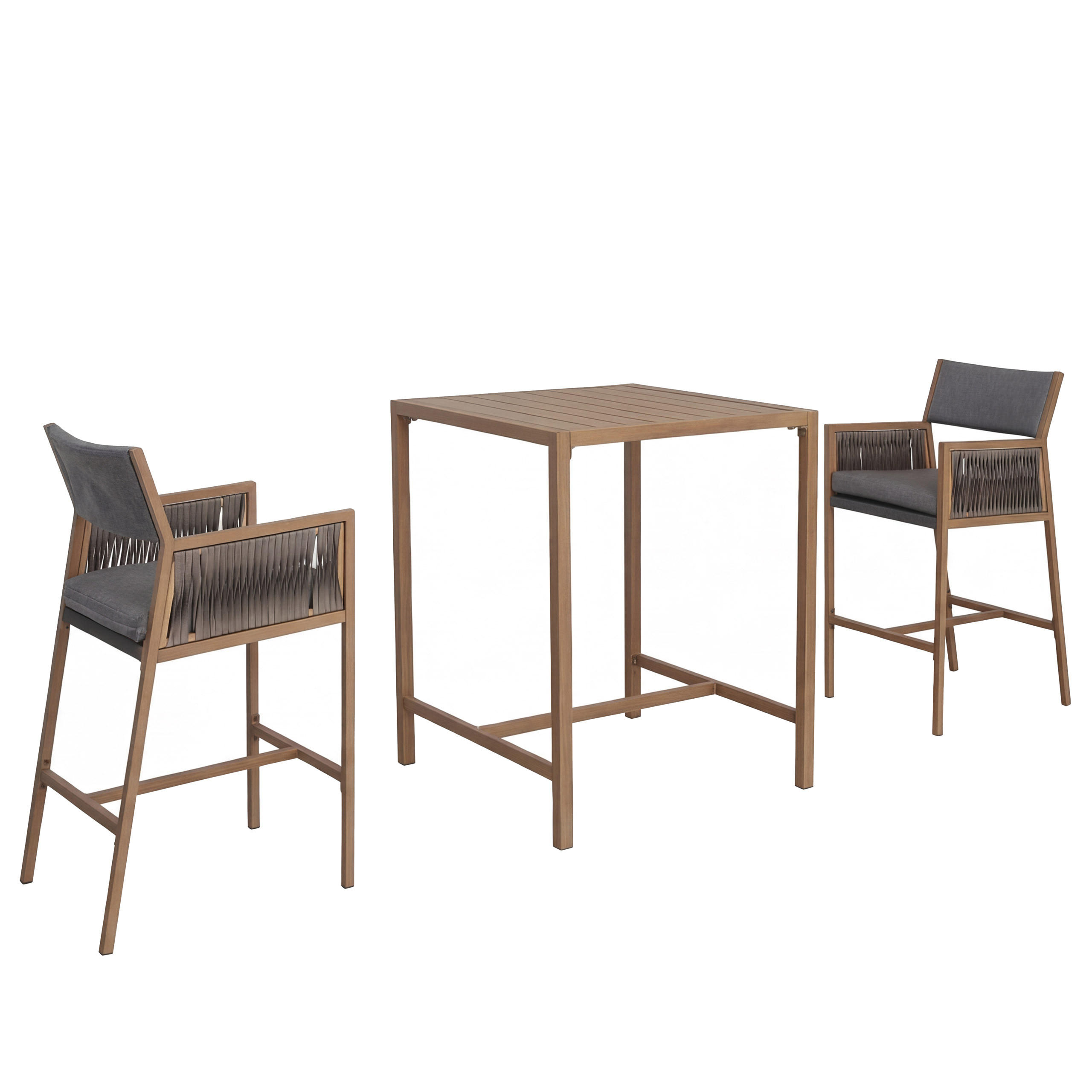 BARSET eckig Grau 3er Set-Set - Grau, Textil (90/90/115cm) - MCW