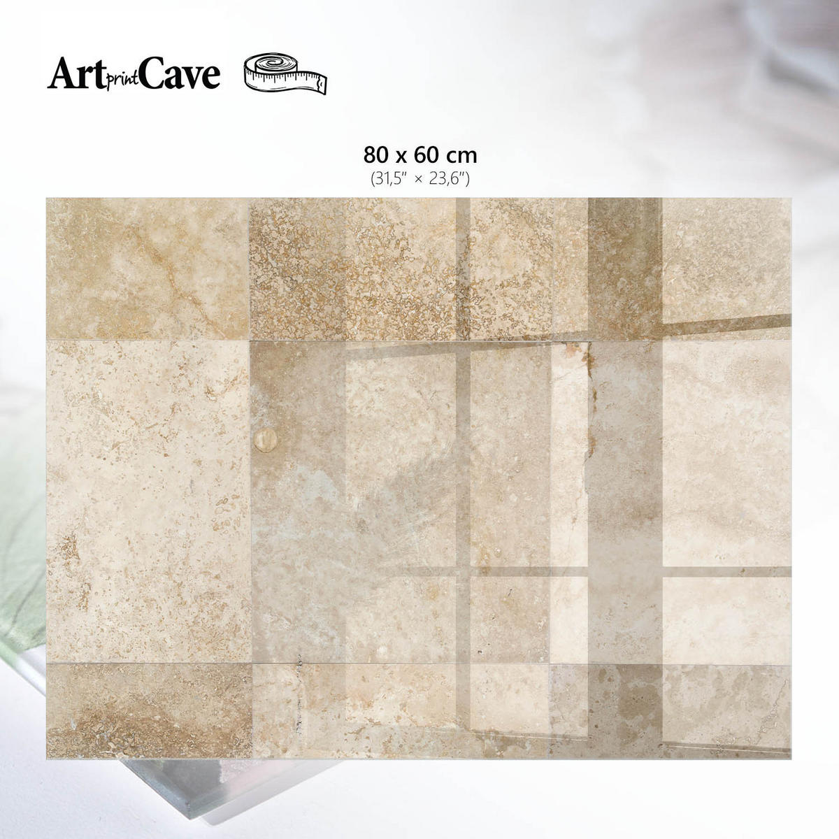 GLASPLATTE 80x60 cm – Beige Mosaik - Creme, Glas (0.4/80/60cm) - ArtPrintCave
