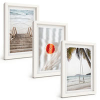 BILDER SET 3er Set - 20x30 cm Weißer Rahmen - Strandtreppe aus Holz, Urlaub - Weiß, Kunststoff (20/30cm) - TULUP