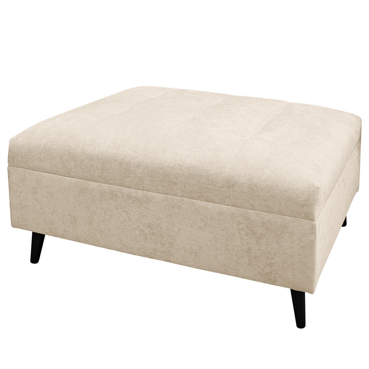 ECKSOFA mit Ottomane und Hocker - Beige/Schwarz, Birkenholz/Textil (247/174cm) - home24