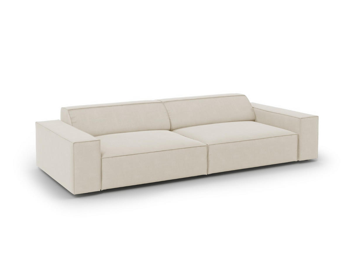 SOFA Jodie aus Samt dunkelbeige 3 Sitzplätze - Mokka, Textil (102/70/204cm) - Micadoni