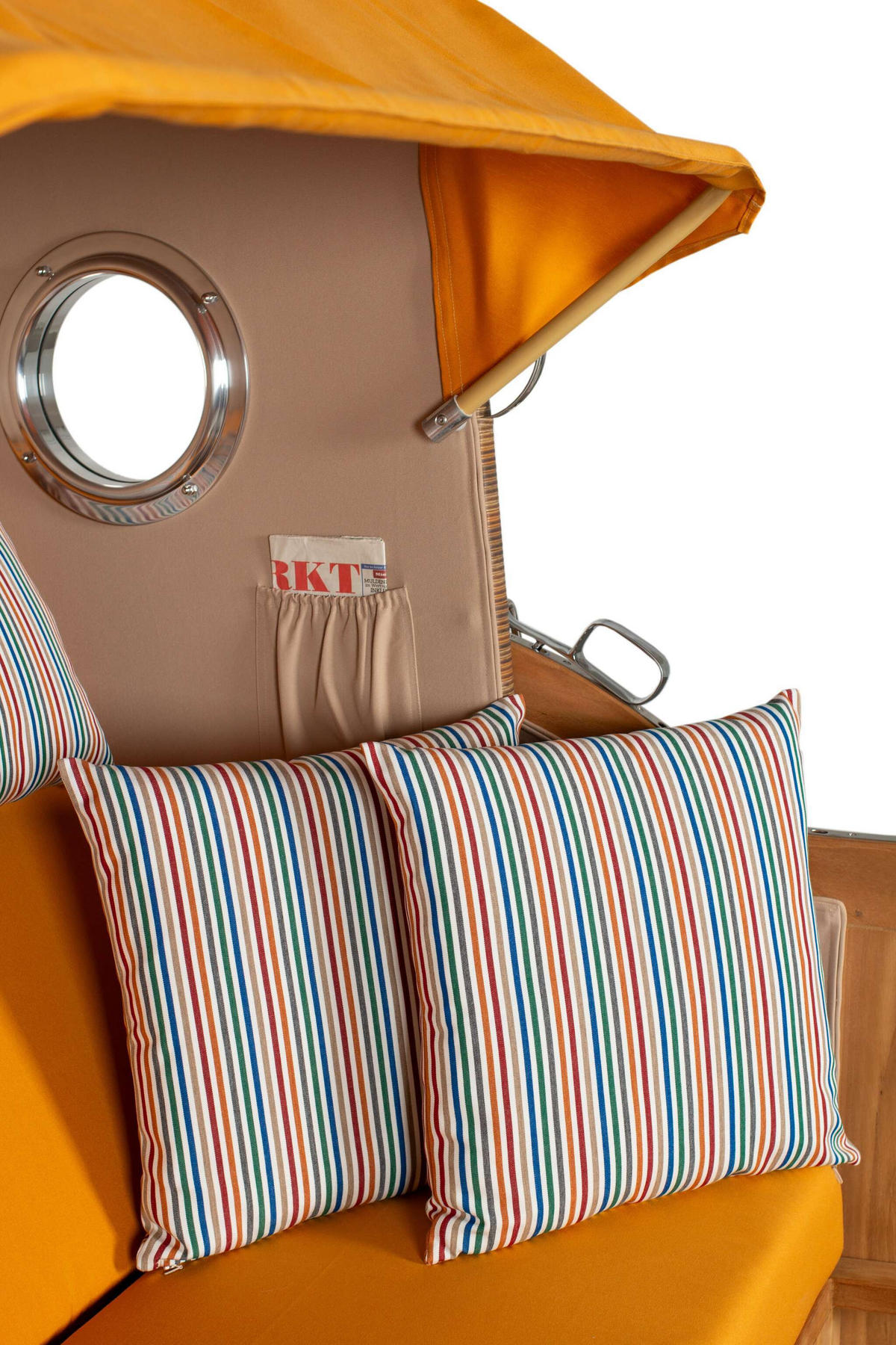 STRANDKORB XXL Düne Grande Teak Banana - Gelb/Braun, Metall (142/170/95cm) - Mr. Deko