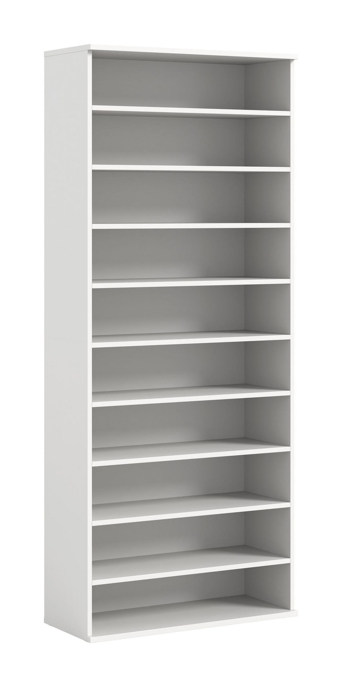 SCHUHREGAL PROJEKT X (B/H/T: ca. 80/193/34 cm) in Weiß/weiß - Weiß, Holzwerkstoff (80/193/34cm)