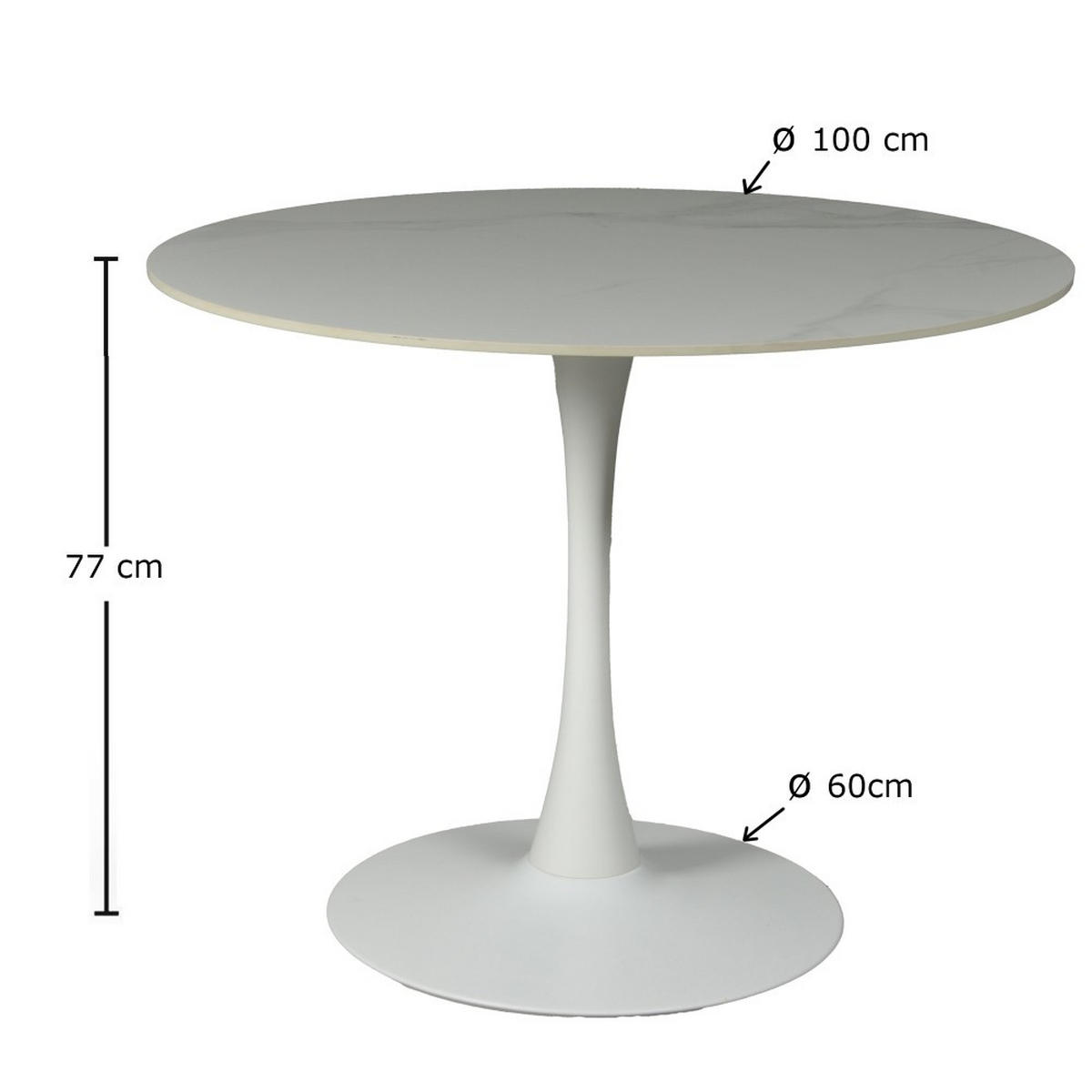 ESSTISCH aus Kunstein/ 4-5 Personen, D.100 cm, weiß - Weiß, Stein (100/100/77cm) - Weber Industries