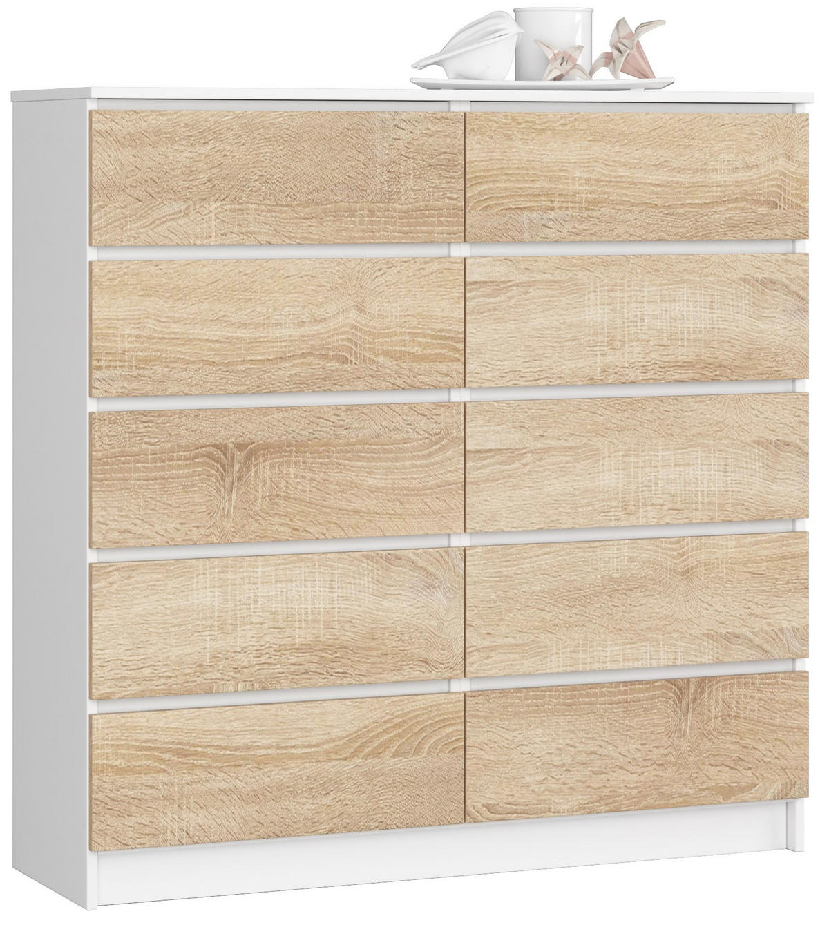 KOMMODE Weiß, Sonoma Eiche 120x40x121 cm - Weiß/Eiche Artisan, Holzwerkstoff (120/121/40cm) - Akord