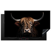 HERABDECKPLATTE - Schottischer Highlander - Porträt - Schwarz - Tier - 90x55 - Braun, Kunststoff (90/55/0.2cm) - MuchoWow