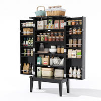 SIDEBOARD in Schwarz mit 2-Tür-Aufbewahrungsschrank für Küchen, Wohnzimmer und Flur, B59/T30/H120 cm - Schwarz, Holzwerkstoff (59/120/30cm) - STILVORA