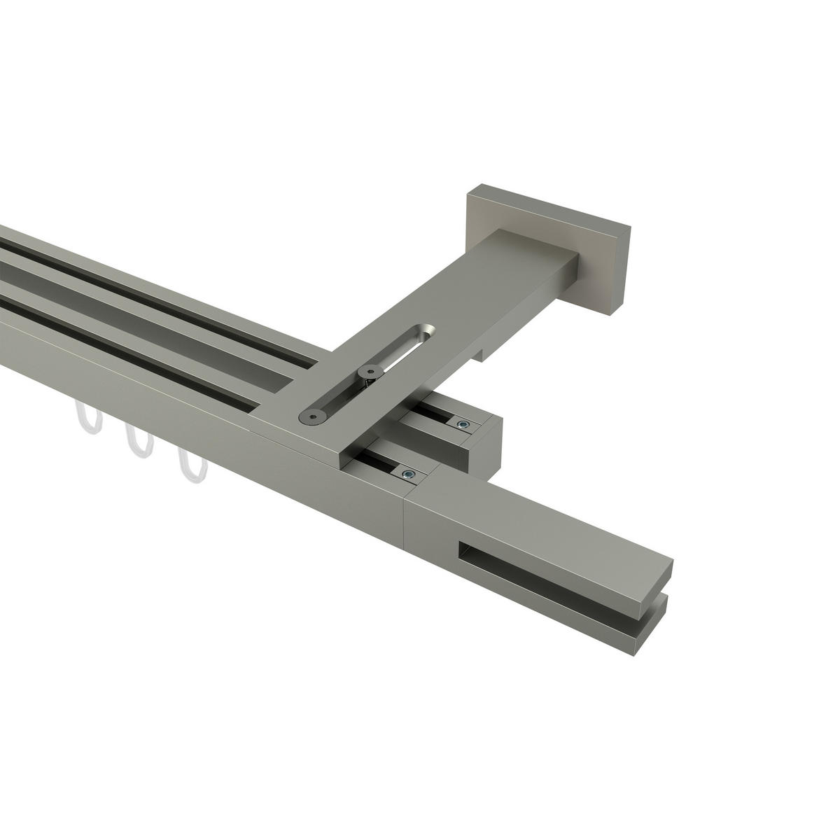 GARDINENSTANGE INNENLAUF Quadline (Multi) Diapo 480 cm (geteilt in 3 x 160 cm), 2-läufig, 20x20 mm Satin-Silber - Silberfarben, Metall (480cm) - INTERDECO